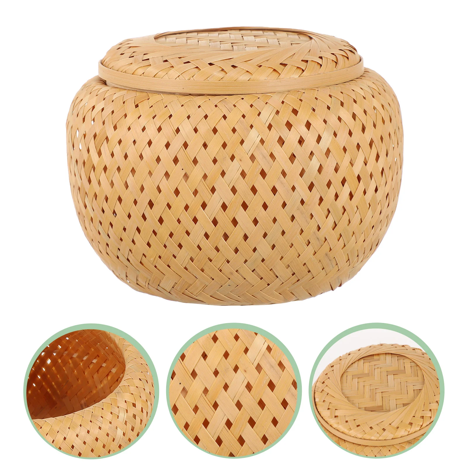 Bamboo Storage Tank Fresh Basket Tea Holder Practical Leaf Weave Sundries Pot Mini