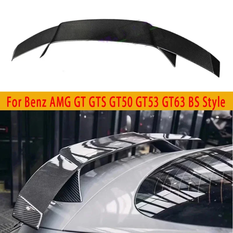 For Mercedes Benz AMG GT GTS GT50 GT53 GT63 Carbon Fiber Tail fins Rear Trunk Spoiler Guide Wing Rear Wing Diverter body kit