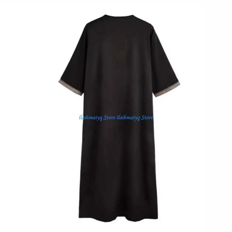 573B Traditional Islamic Abaya For Men Soft Polyester Prayer Robe for Muslims Handsome Embroidery Prom Wear