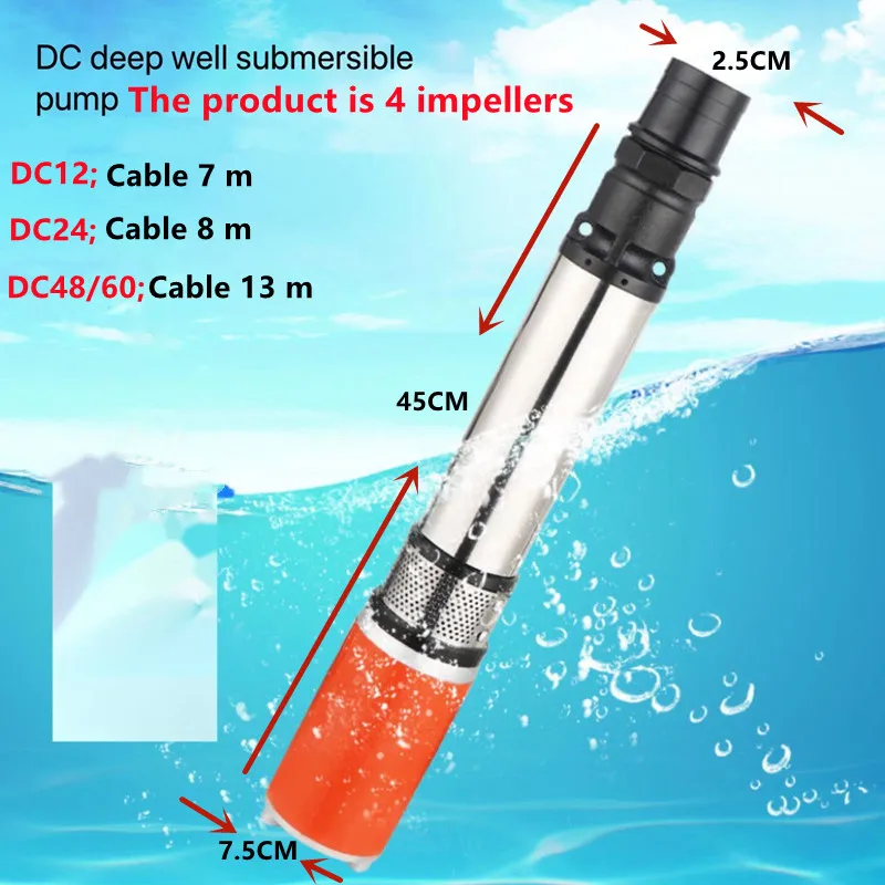 Imagem -02 - Elevador 20m Fluxo 40l Min dc Bomba de Água Solar Poço Profundo Bomba 12v24v Bomba Submersível Irrigação Jardim Casa Agrícola 48v60v