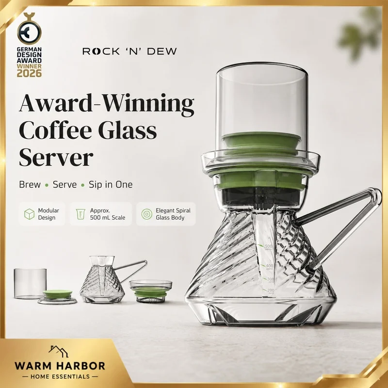 Rock 'N' Dew Coffee Glass Server Pour Over Coffee Carafe Sharing Pot Serving Pitcher Hand Drip Brewer For Home Cafe Coffee Tools