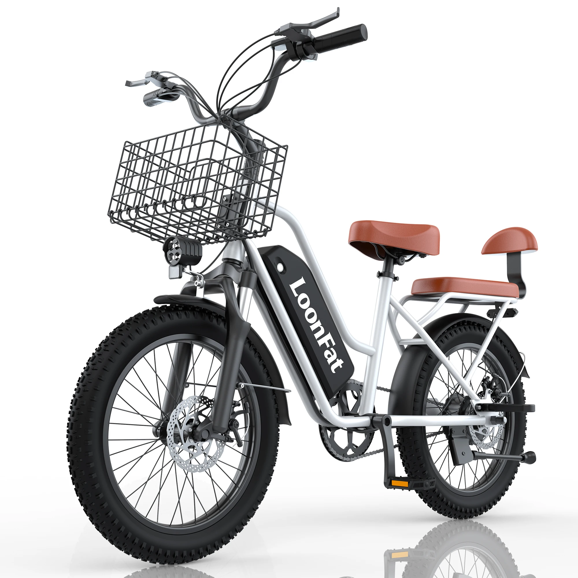 

LoonFat T20 White Adult Ebike 1000W Motor 25 MPH Speed Limiter 48V 15.6Ah Lithium Battery Front Dual Suspension