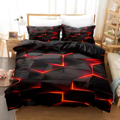 Red grid pattern Bedding Set Football Stars Duvet Cover Set with Pillowcases King Queen Twin Double Size Comforter cover set