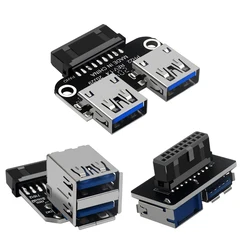 Motherboard USB 3.0 Front Panel Header 19/20Pin to Dual USB 3.0 A Female Adapter for PC Host Desktop Mainboard Expansion Connect