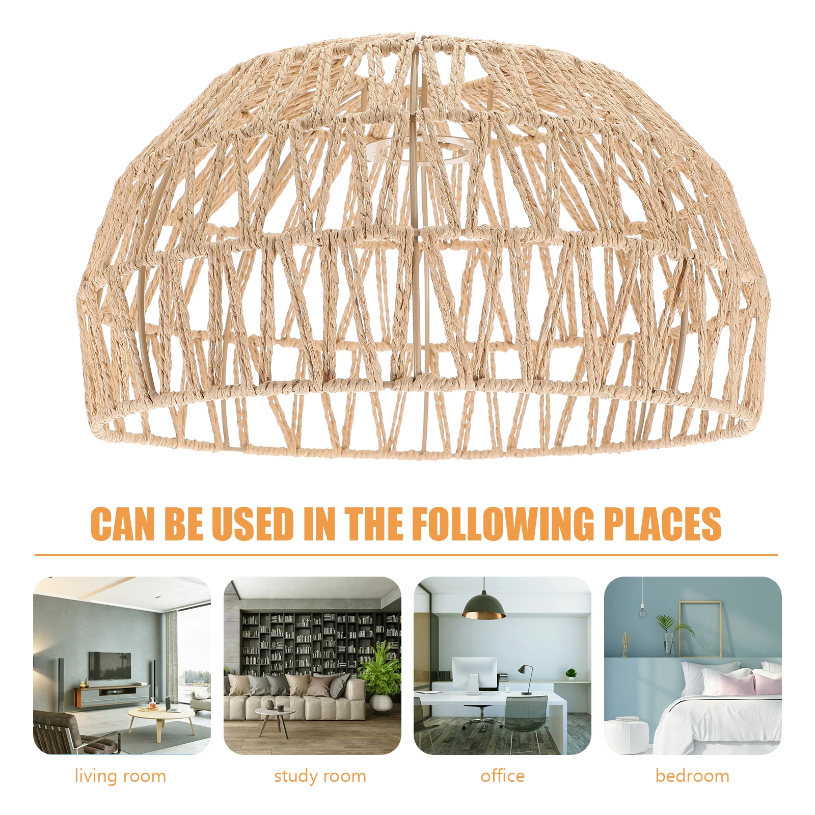 Rattan Paper Rope Lampshade Small Barrel Cover for Ch Desk Replacement Light Accessories Kitchen Dining Room Cafe Living