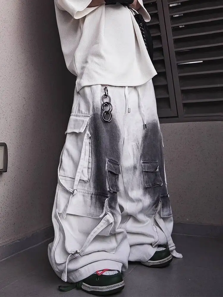 Unisex Dirtyfit Jeans 2026 Spring High Street Hip Hop Cargo Jean Man Women Retro Wide Leg Multi-Pocket Floor Length Casual Pants