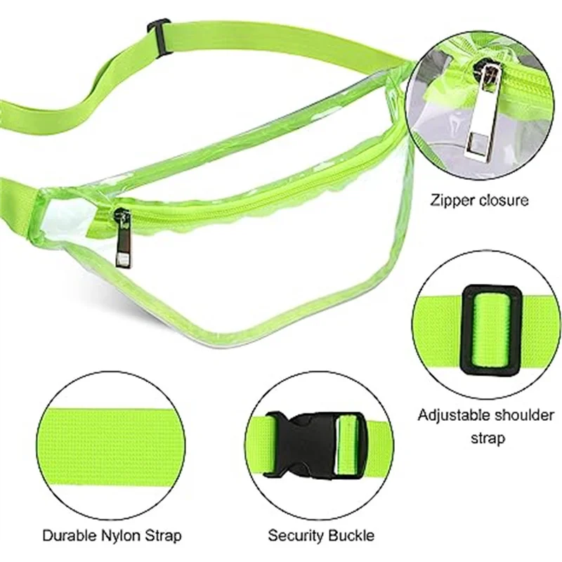 Clear Fanny Pack Clear Bags for Womem Man Sports Waist Pack Stadium Approved Waist Pack Bag  Waterproof Zipper Clear Fanny Pack