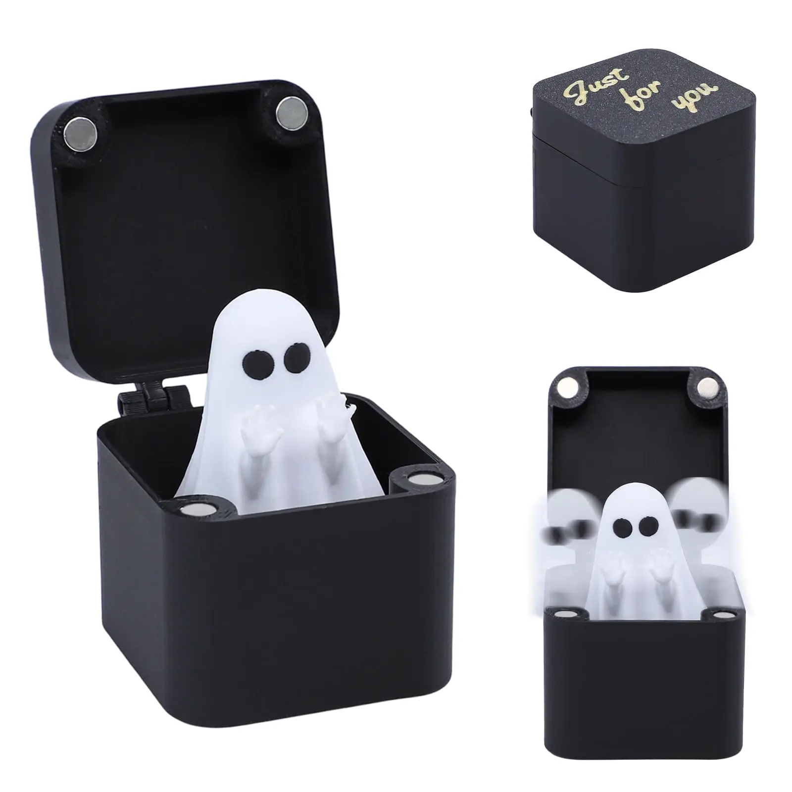 

Halloween Middle Finger Ghost in a Box Funny Halloween Creative Ghost Tabletop Ornament Mini Surprise Novelty Gift for Halloween