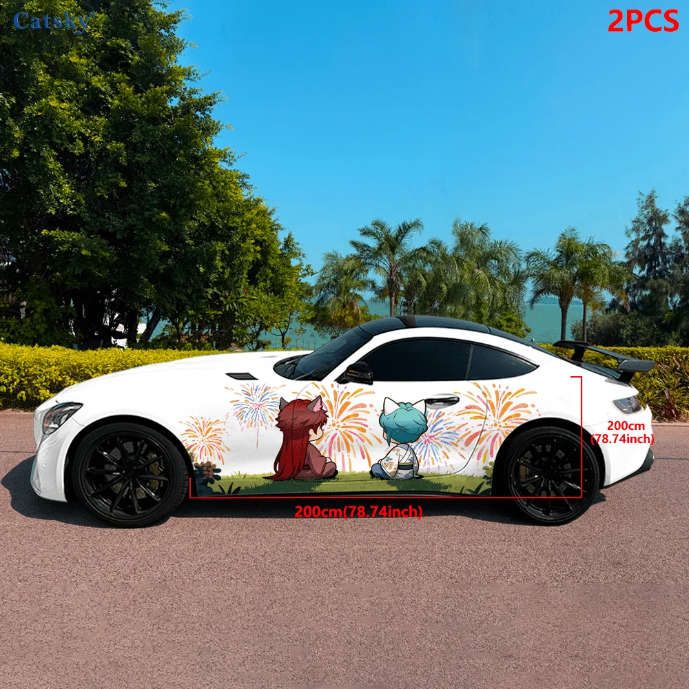 

kitten demon and his sister high-quality creative pattern stickers for car body door side stickers, decorations car vinyl wraps