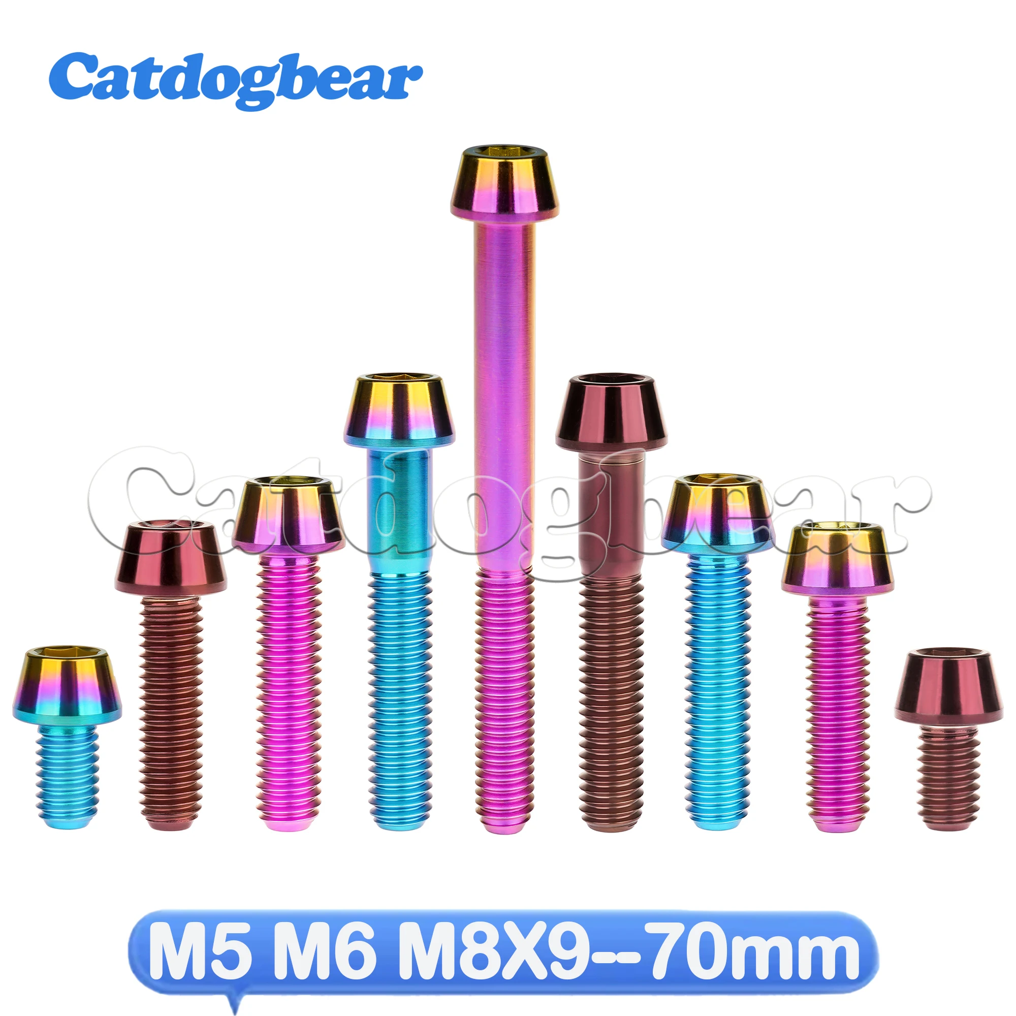Catdogbear Titanium 1PCS M5 M6 M8X9--70mmAllen Key Taper Head Bolt Screw for Bicycle Headset Brake