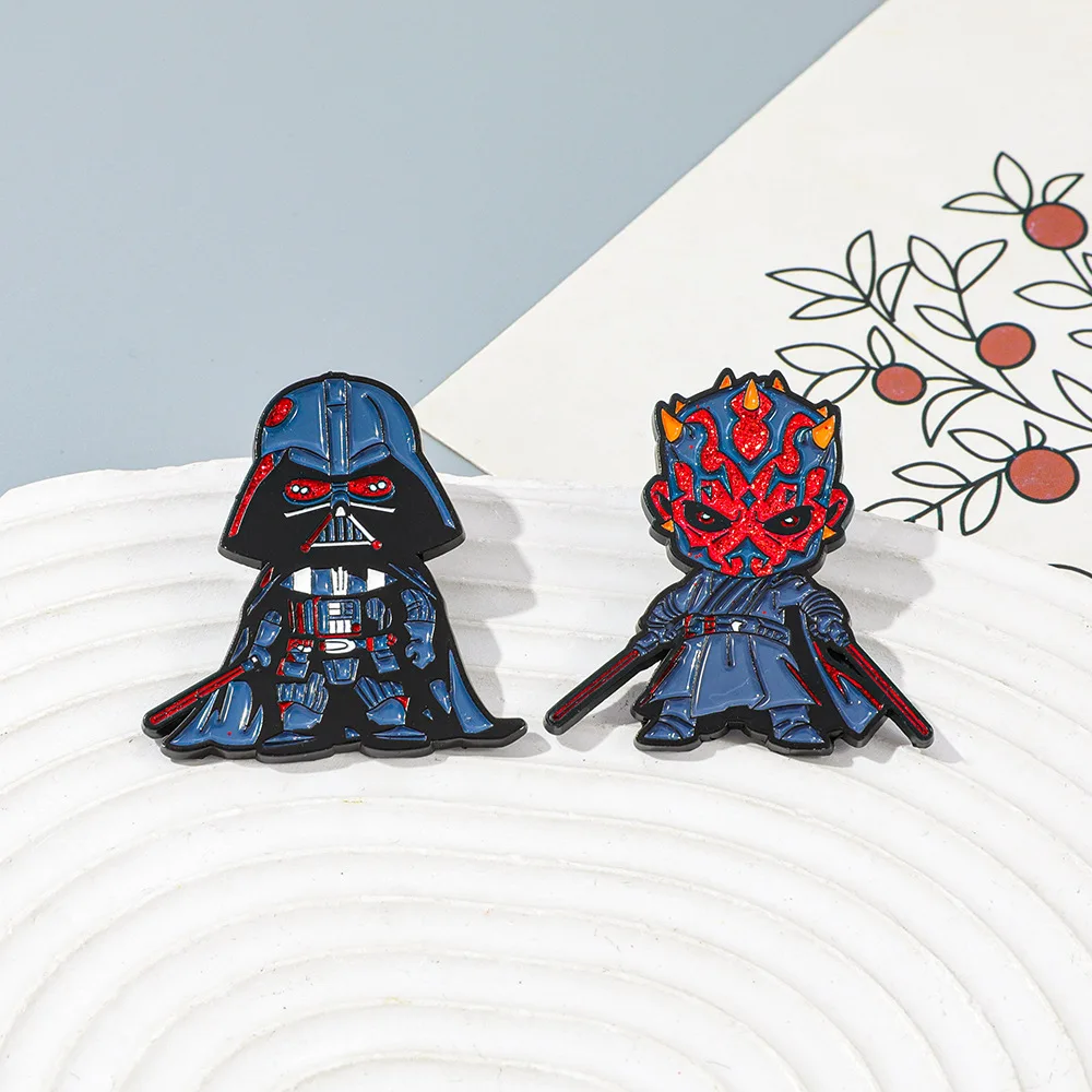 Kawaii Sci-fi Dark Warrior Enamel Pin Character Themed Metal Lapel Brooch Badge for Backpack Hat Clothes Decoration Gift