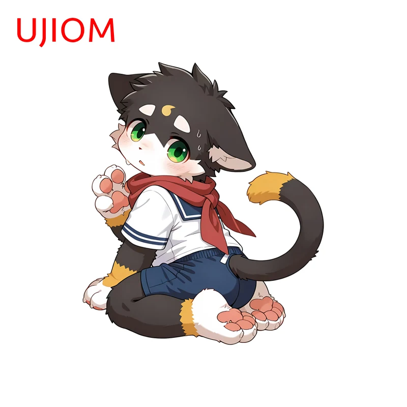 UJIOM Furry Kneel Sitting Picture Wall Sticker Premium Design Occlusion Scratch PVC Decal Vinyl Switch Wall Decor Accessories