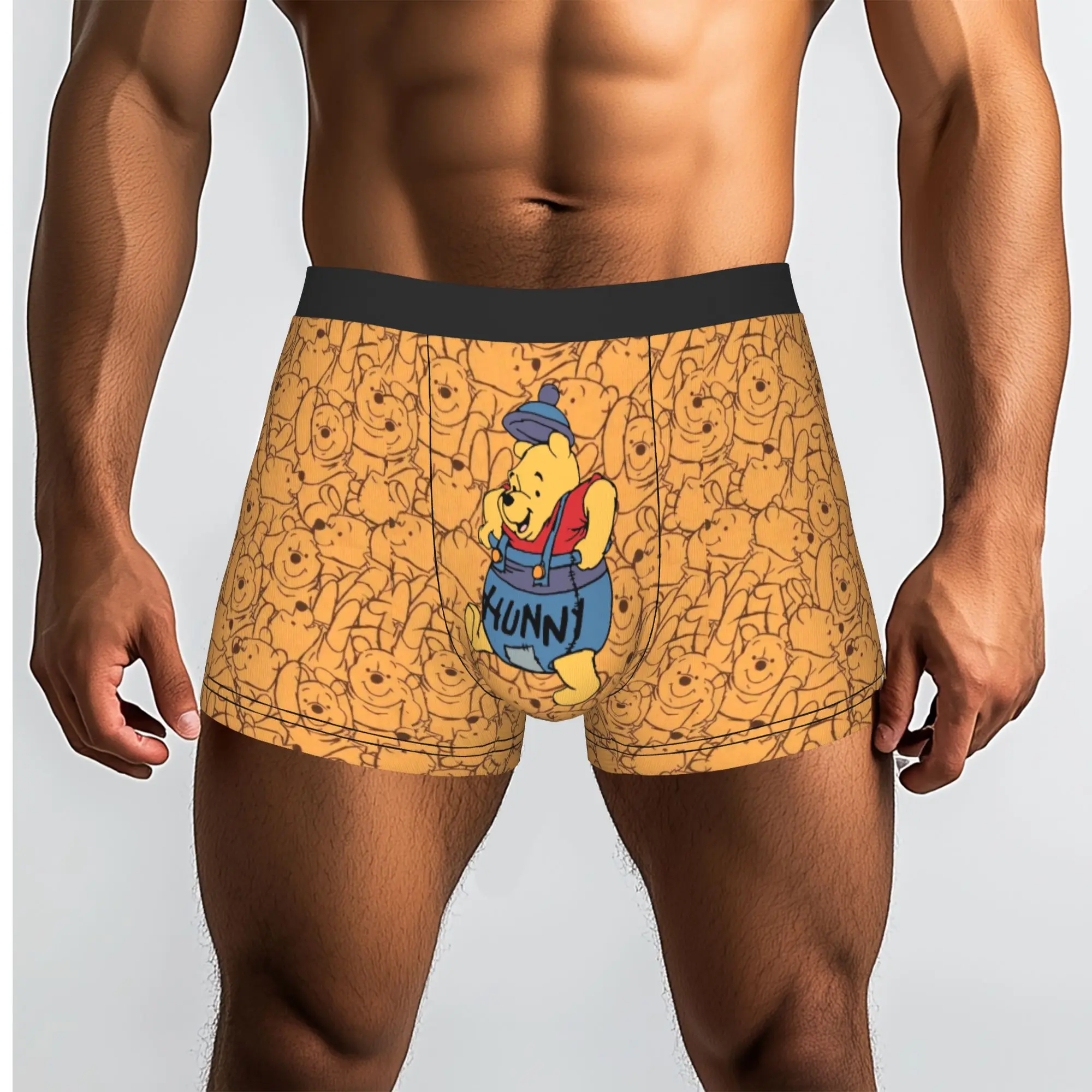Customized Novelty W-Winnie Anime The Pooh Boxers Shorts Panties Men's Underpants Breathable  Briefs Underwear