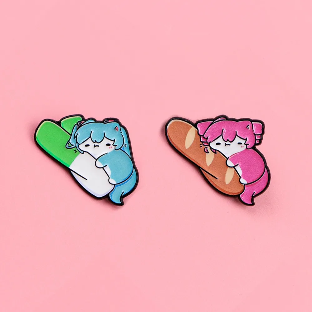 Cute Kasane Teto Cat Styling Peripheral Badge Brooch Pins Fan Accessory Decoration Crafts Backpack Jewelry Gift Collection