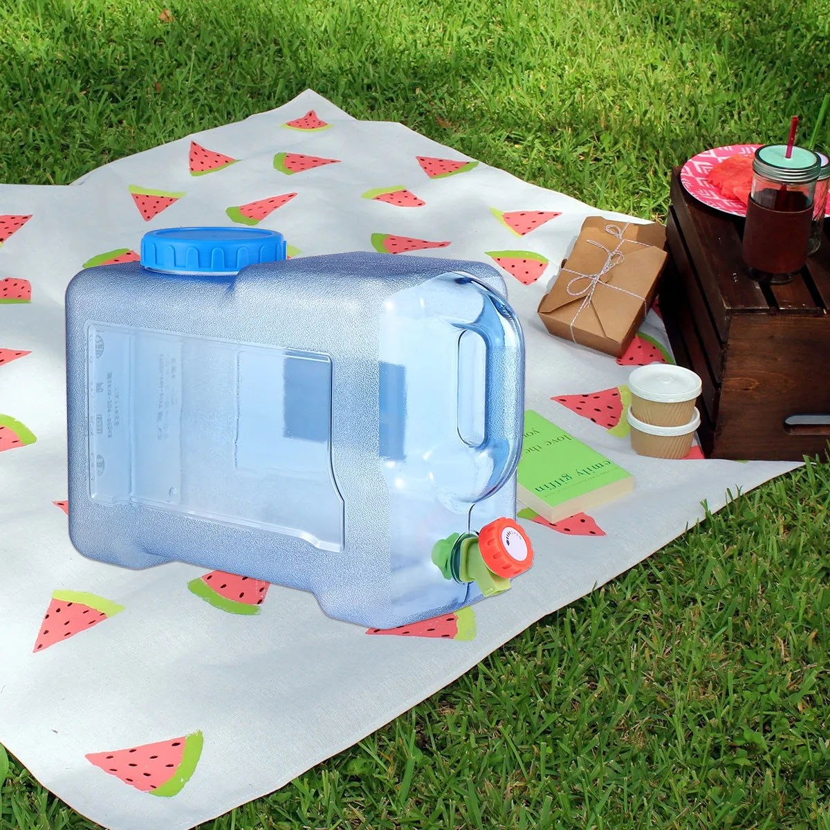 

Портативный контейнер для воды 12 л, пластиковое ведро для автомобиля, сада, путешествий, кемпинга, с краном и ручкой, из пищевого материала