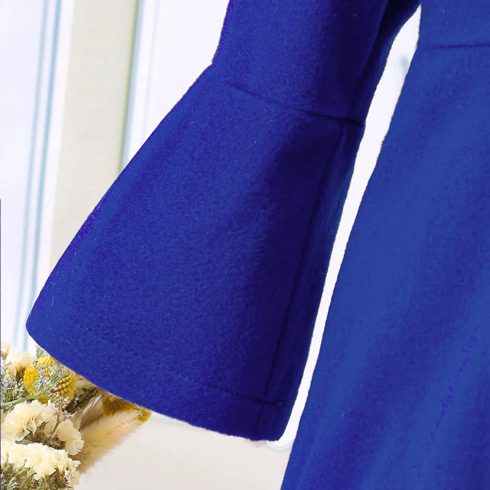 Mädchen-Herbst-Wintermantel, neue einfarbige Jacke für Mädchen mit Baskenmütze, warme, mittellange Oberbekleidung für Herbst und Winter. – Detail 21