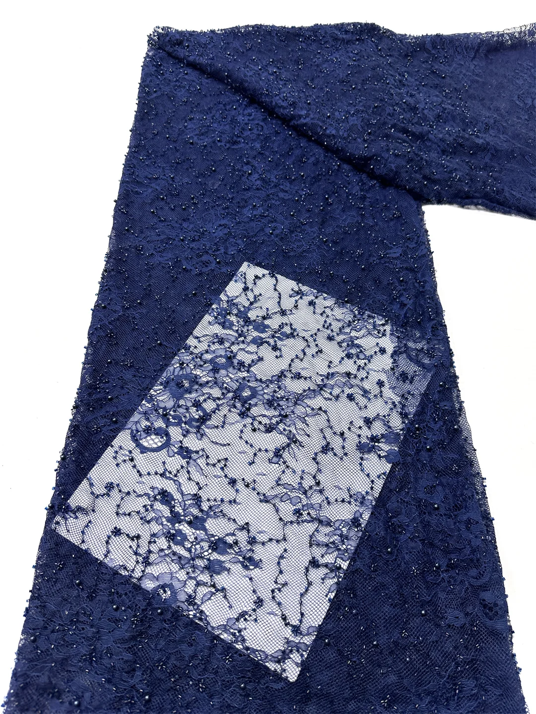 

2025 New Design African Beaded Lace Tulle Lace Fabric High Quality French Embroidery Mesh Lace Fabric For Dress Wedding Material