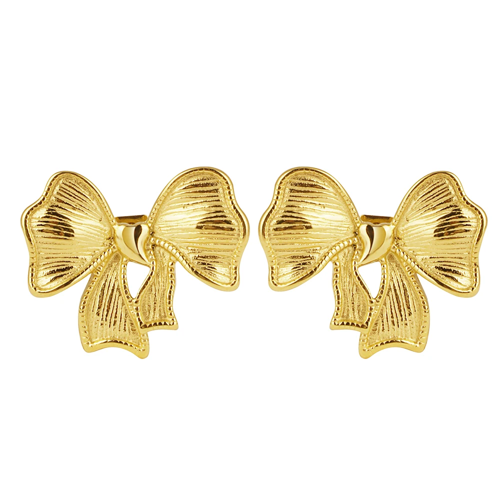 Stainless Steel Europe And America Minimalist Fashion Delicate Bowknot Stud Earrings Jewelry Gift For Women