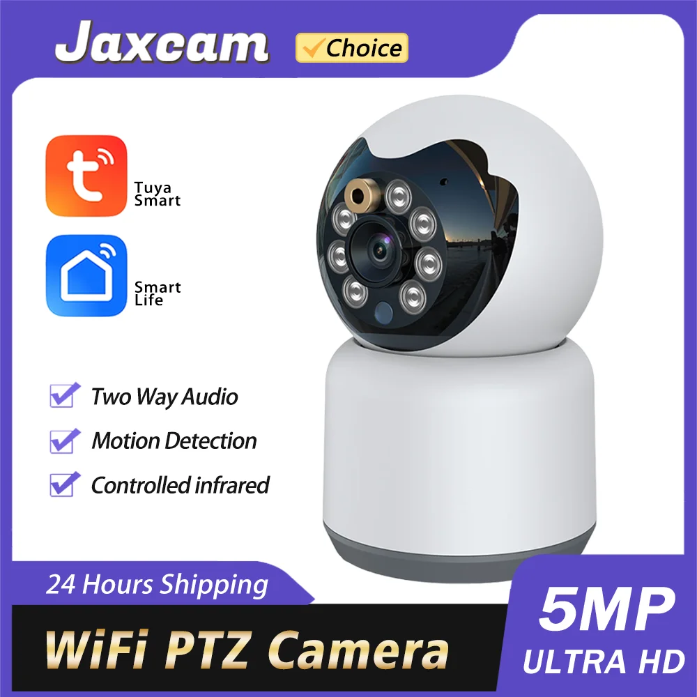 

5MP Mini Tuya Wifi Survalance Camera IR Night Vision Indoor Home Video Camera Security Protection Auto Tracking Baby Monitor