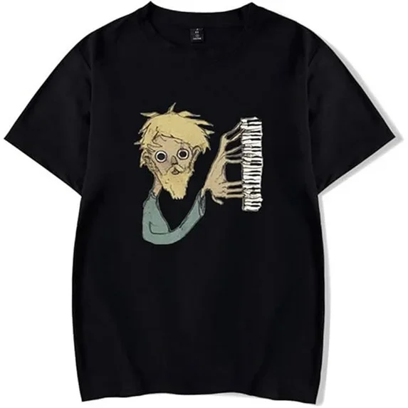 Jack Stauber Piano Merch T-shirt Fun Print Short Sleeves Men And Women Trendy Street Wear