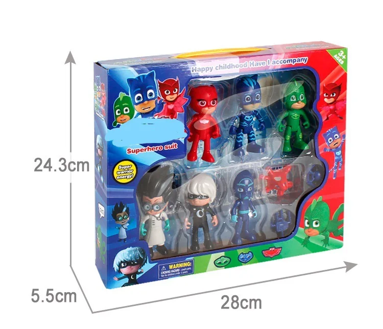 6pcs pajama hero joint movable action figures full set of deformed hand toys, chessboard toys, desk decoration, children's gifts