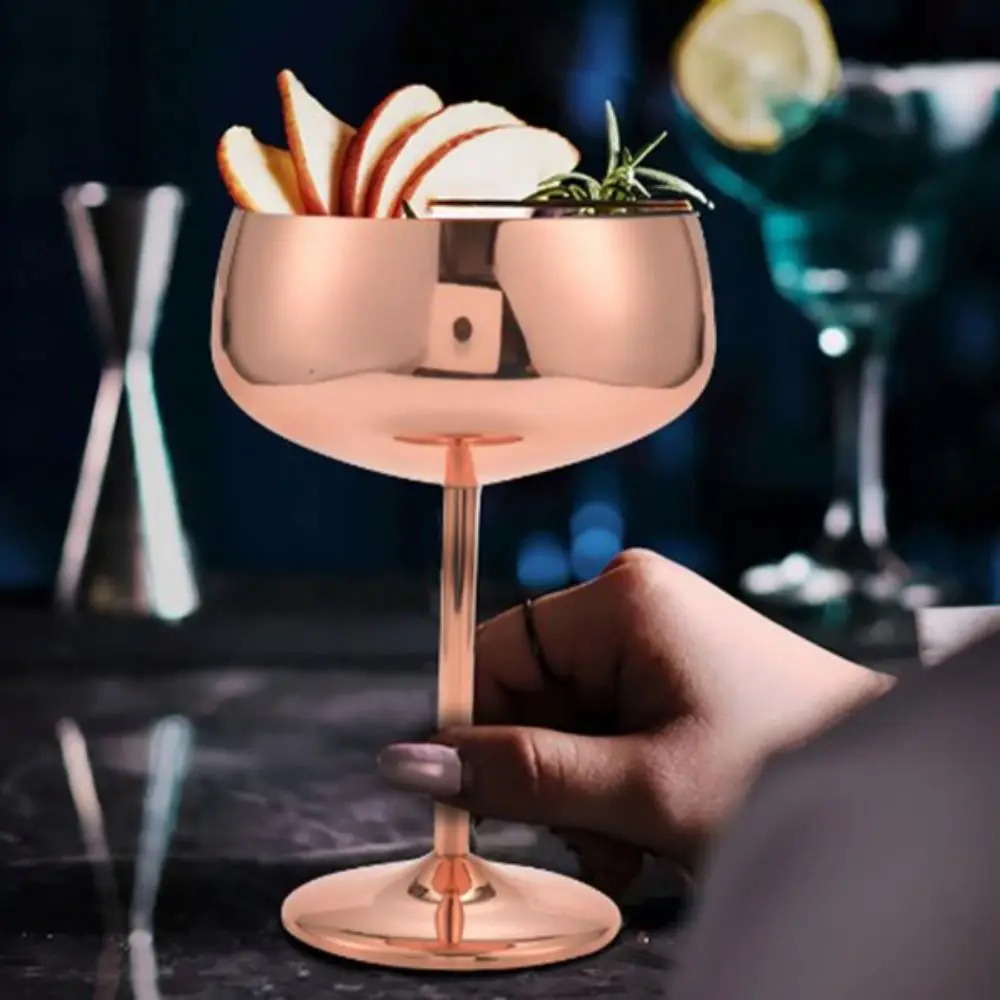 Vintage 450ml Stainless Steel Cocktail Glass Rustproof Unbreakable Goblet Wide Mouth Fall-resistant Champagne Glass Bar
