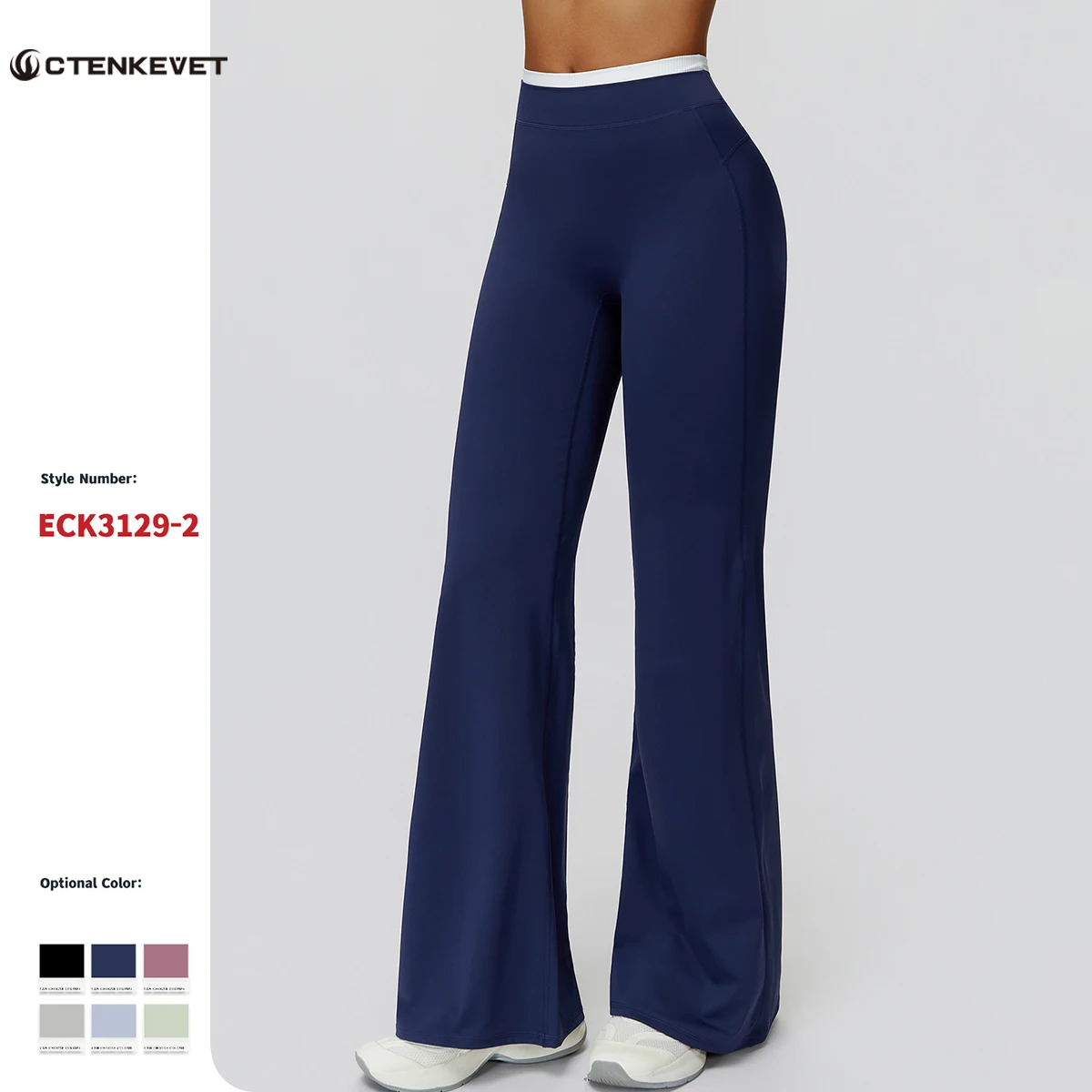 

Ctenkevet High-Waisted Wide-Leg Yoga Pants Color-Block Design Flared Pants Casual Stylish Fitness Running Pants for Fall/Winter