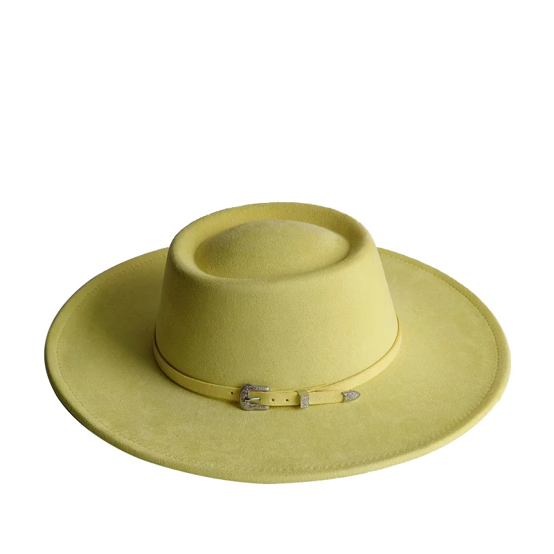 2026 Pork Pie Hat Suede Hat 9.5cm Fedora Hat 9.5cm Material Belt Accessories Hat Men's Hat Women's Hat gorras para hombres