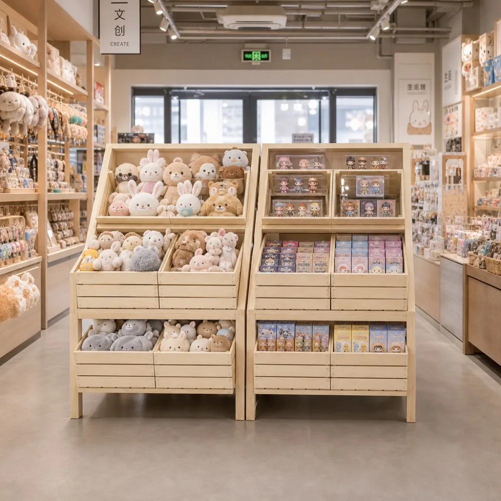 Nordic Solid Wood Retail Shelving High Grade Multi Layer Drawer Central Island Display Stand Creative Commercial Furniture FYMS