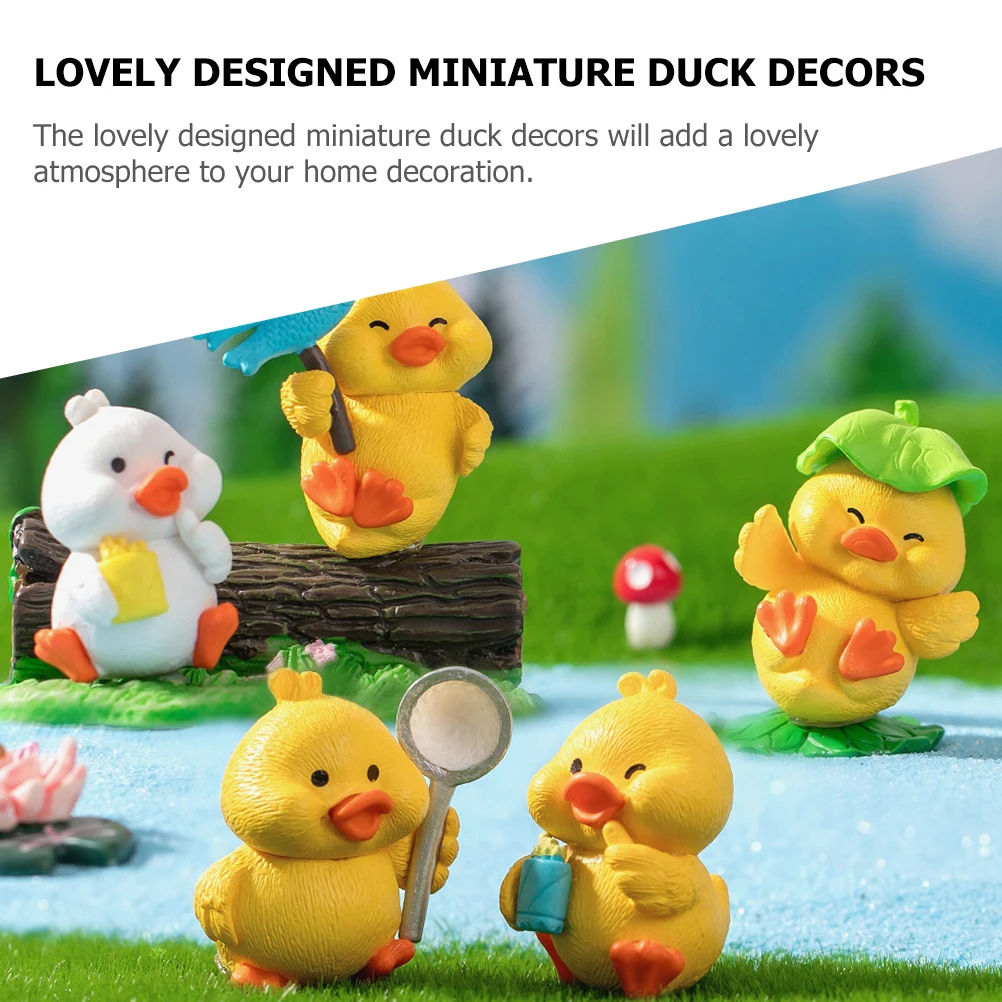 

8 Pcs Decoration Mini Figurines Small Ducks Animal Miniature Decorations Decorative Figures