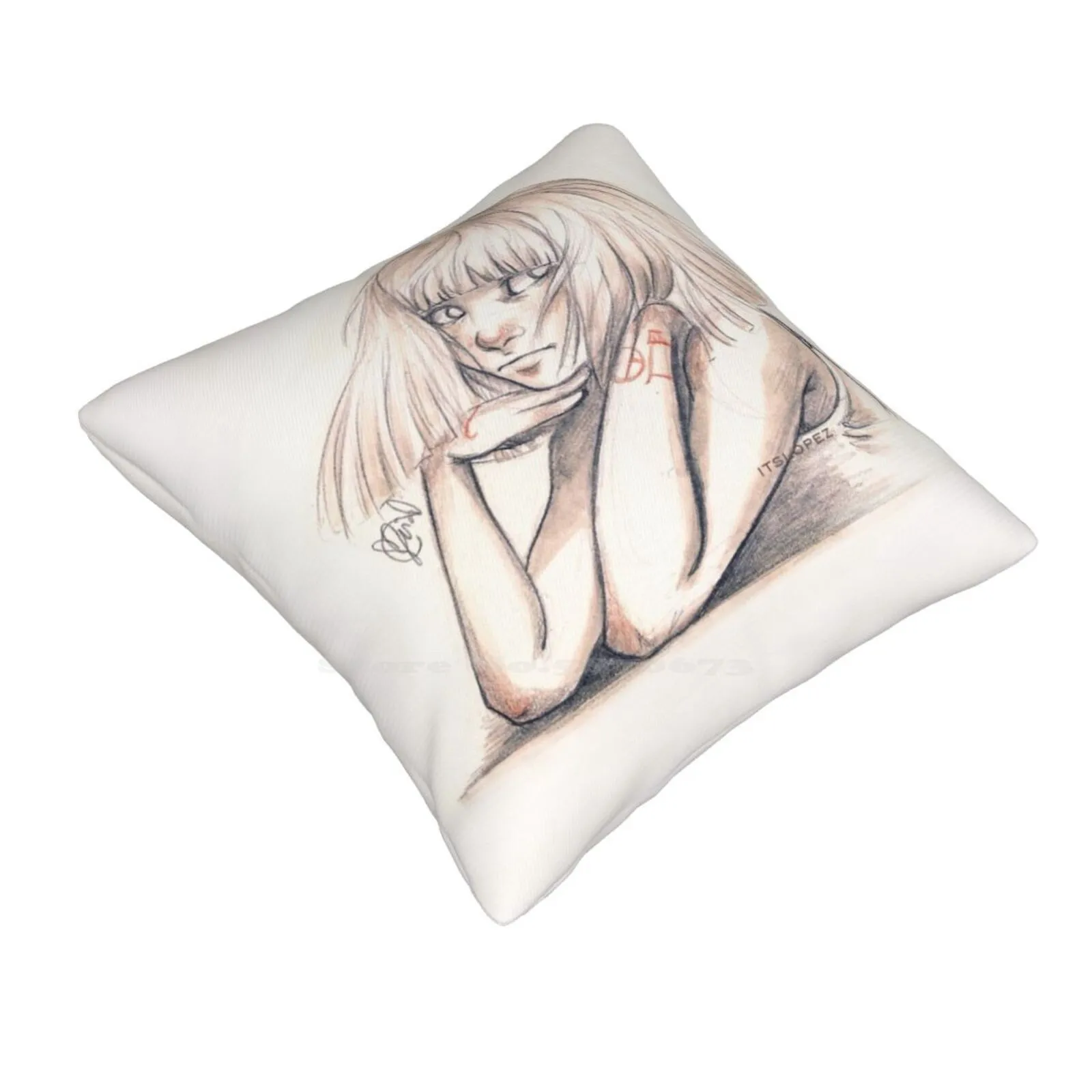 Chandelier Pillowslip Pillowcase Girl Bob Haircut Pastel Chandelier