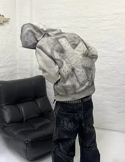 HKSH Spring Autumn New Men Tide Chic Ins Dark Punk American Vintage Loose Fit Hoodie Niche Y2K Unisex Hip-hop Sweatshirt HK27535