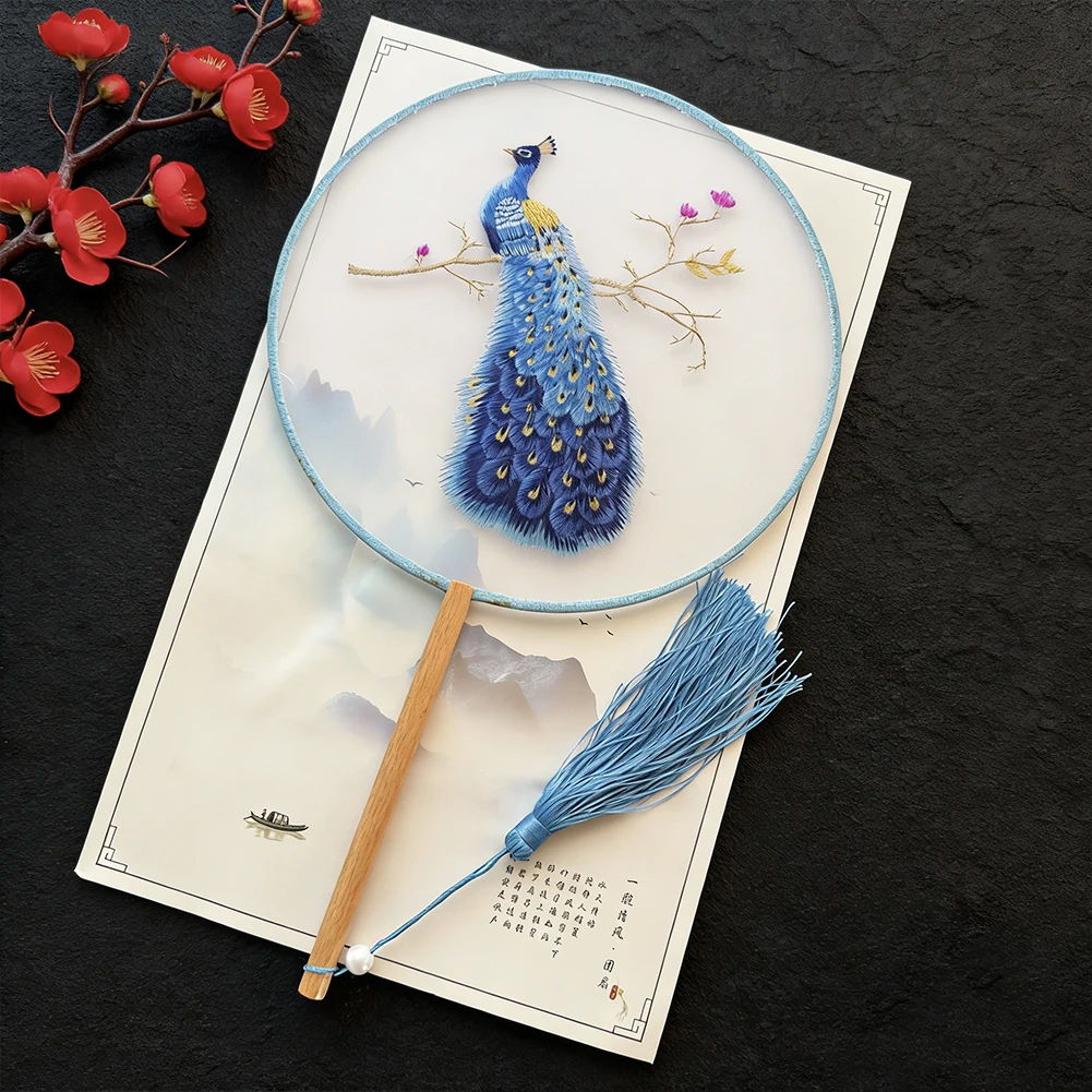 Double-sided Embroidery Round Fan Chinese Traditional Palace Fan for Home Decor Gift Hanfu Dance Photography Prop Su Embroidery