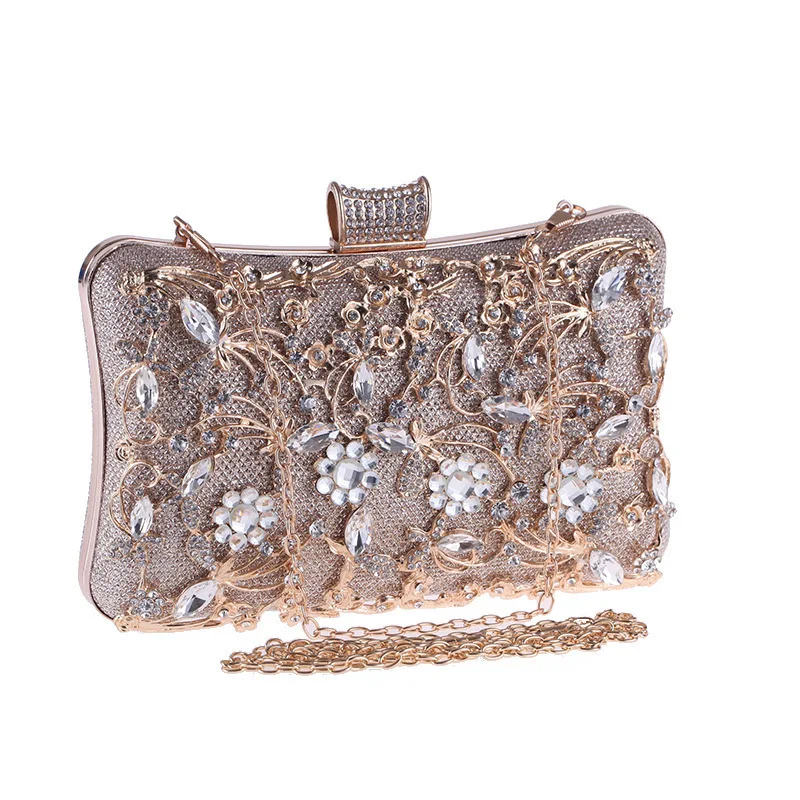 PU Hollow Diamond-encrusted Dinner Bag Women's Red Carpet Fashion Party Banquet Evening Rhinestone Clutch Handbag Torebka Damska