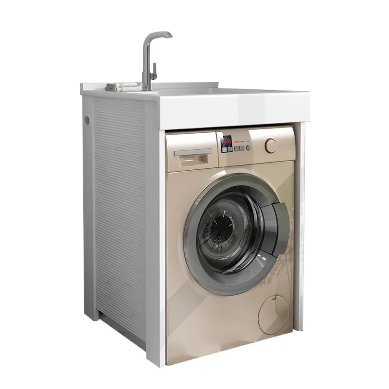 

Space aluminum, washing machine integrated cabinet, balcony, small apartment, with washboard, face and hand washing