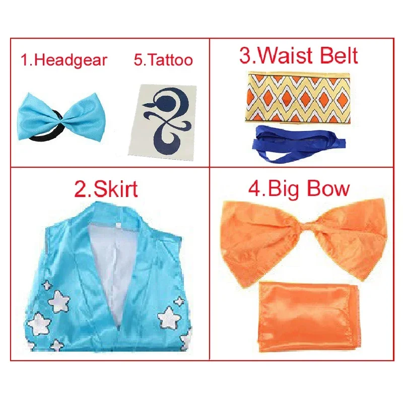 Halloween Carnival Anime Nami Cosplay Costume Women's Dress Including Headgear Tattoo Stickers view 4