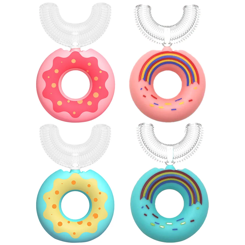 

Детская ручная зубная щетка, 4 шт., капа для чистки полости рта, милые дети для малышей