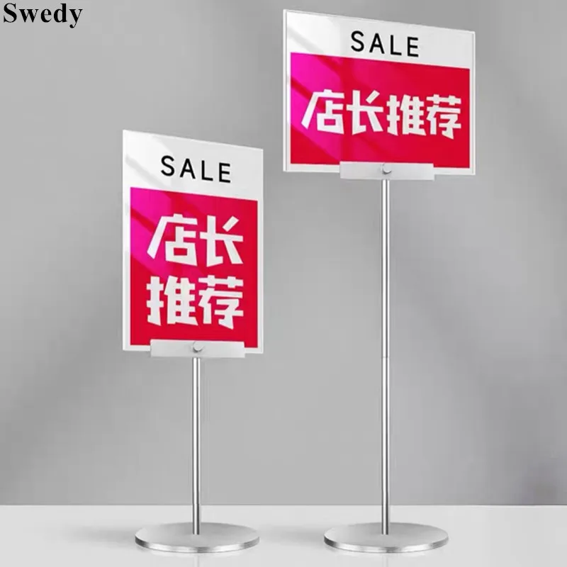 

2 Pieces A4 Aluminum Adjustable Height Table Sign Holder Display Stand Acrylic & KT Board Clip Menu Advertising Display Stand