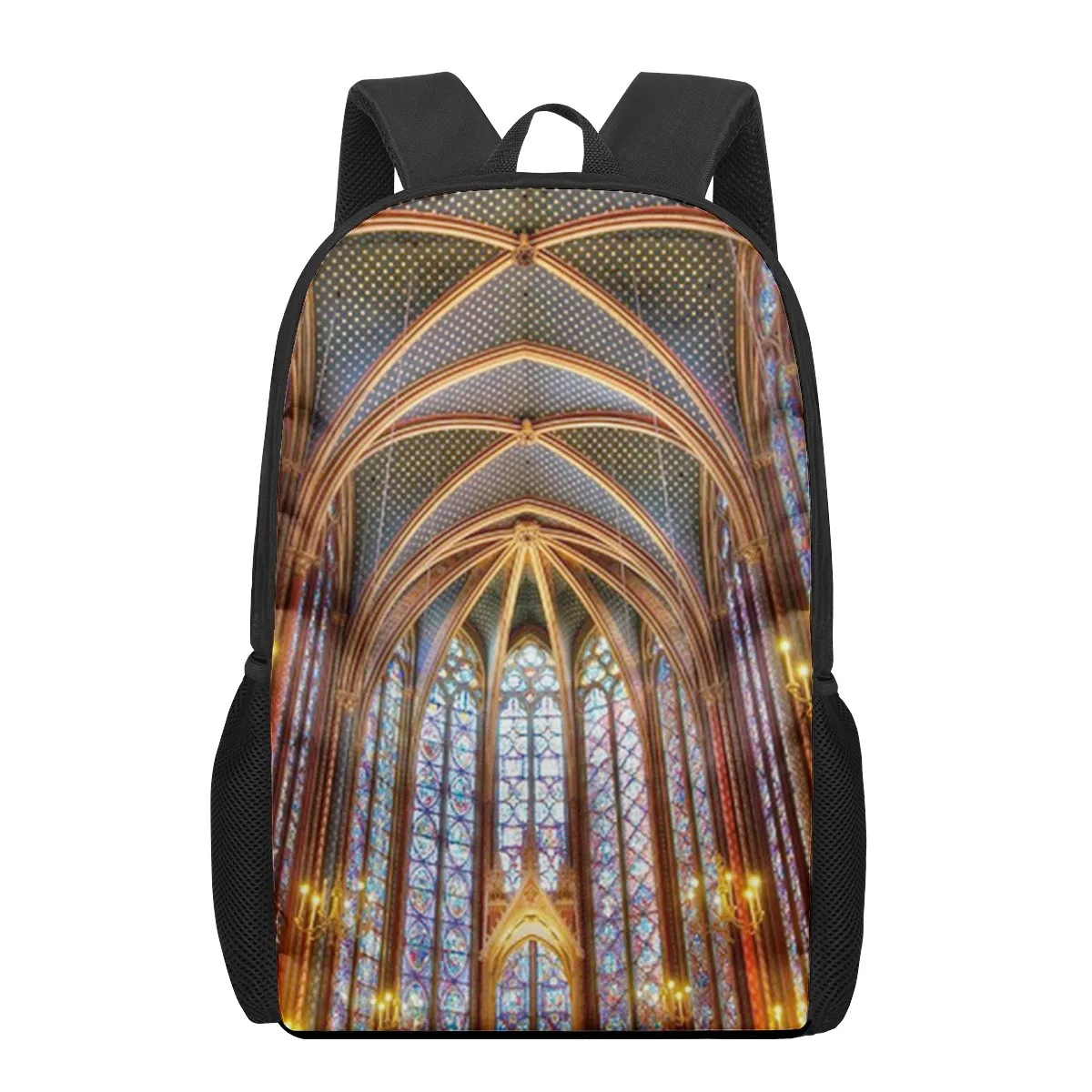 Mochila escolar para meninos e meninas, estampa de cenário Notre Dame De Paris, bolsa de livros infantil para adolescentes, mochila de laptop