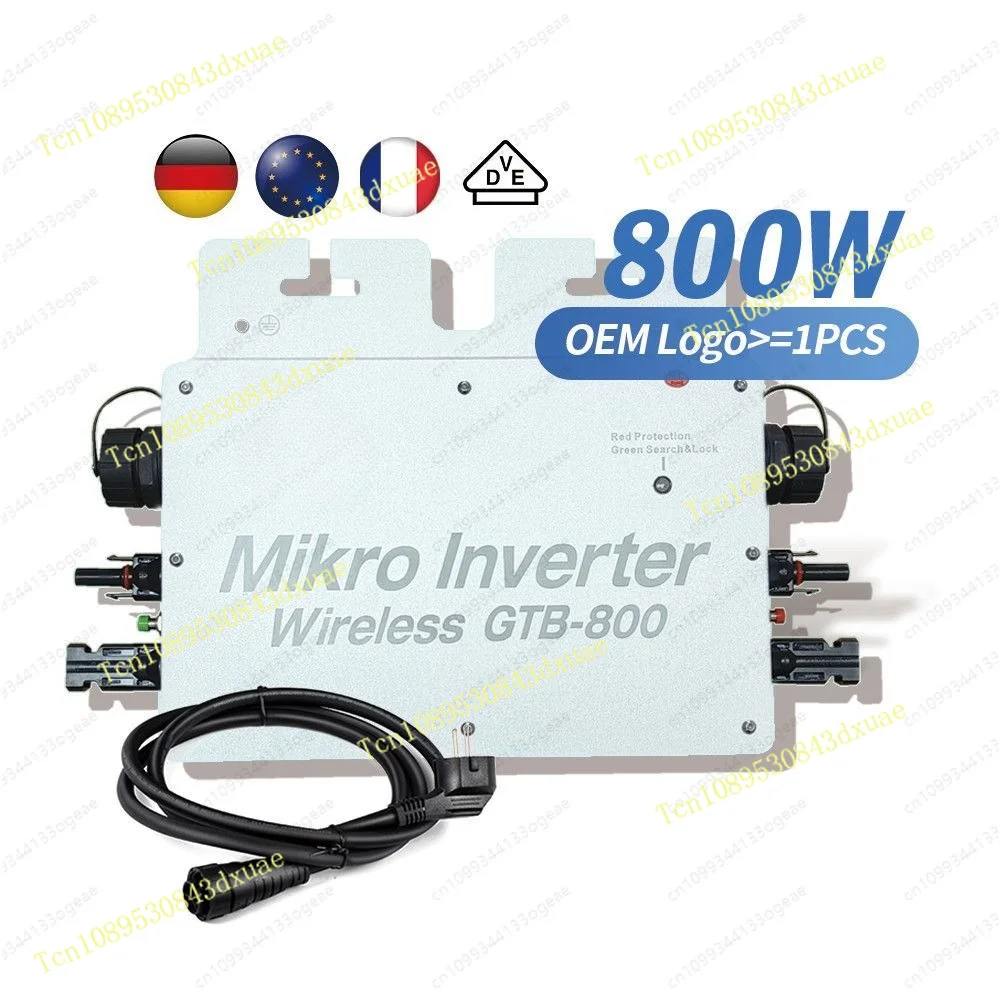 800W Grid-Tied Micro Inverter, WIFI Mobile Phone Control Solar Microinverter for Balcony Home Plug Play PV System