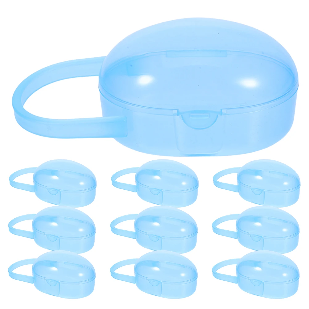 

10pcs Lightweight Portable Pacifier Case Baby Soother Storage Box with Handle Travel Organizer Sky Blue PP Material