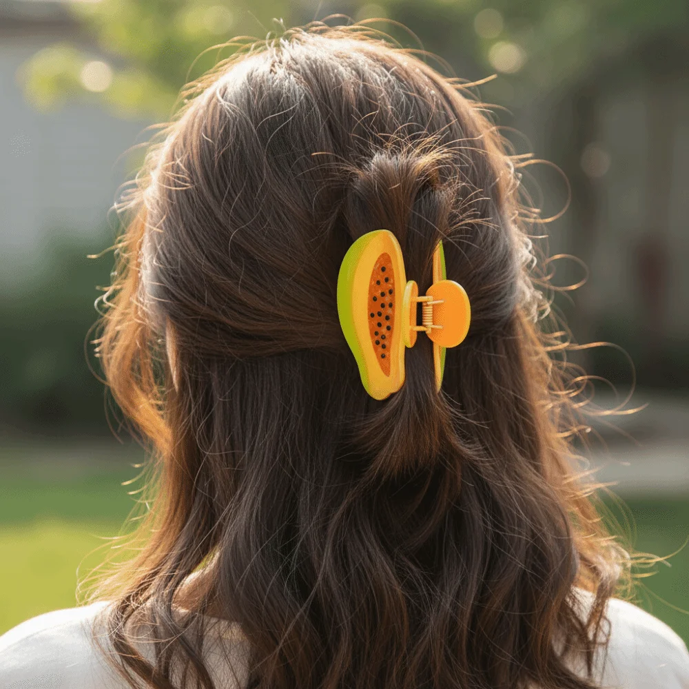 

Темпераментные нескользящие заколки для волос с фруктами и когтями из ацетата винограда и киви, минималистичные заколки для волос с безопасной фиксацией, булочки для волос в форме акулы