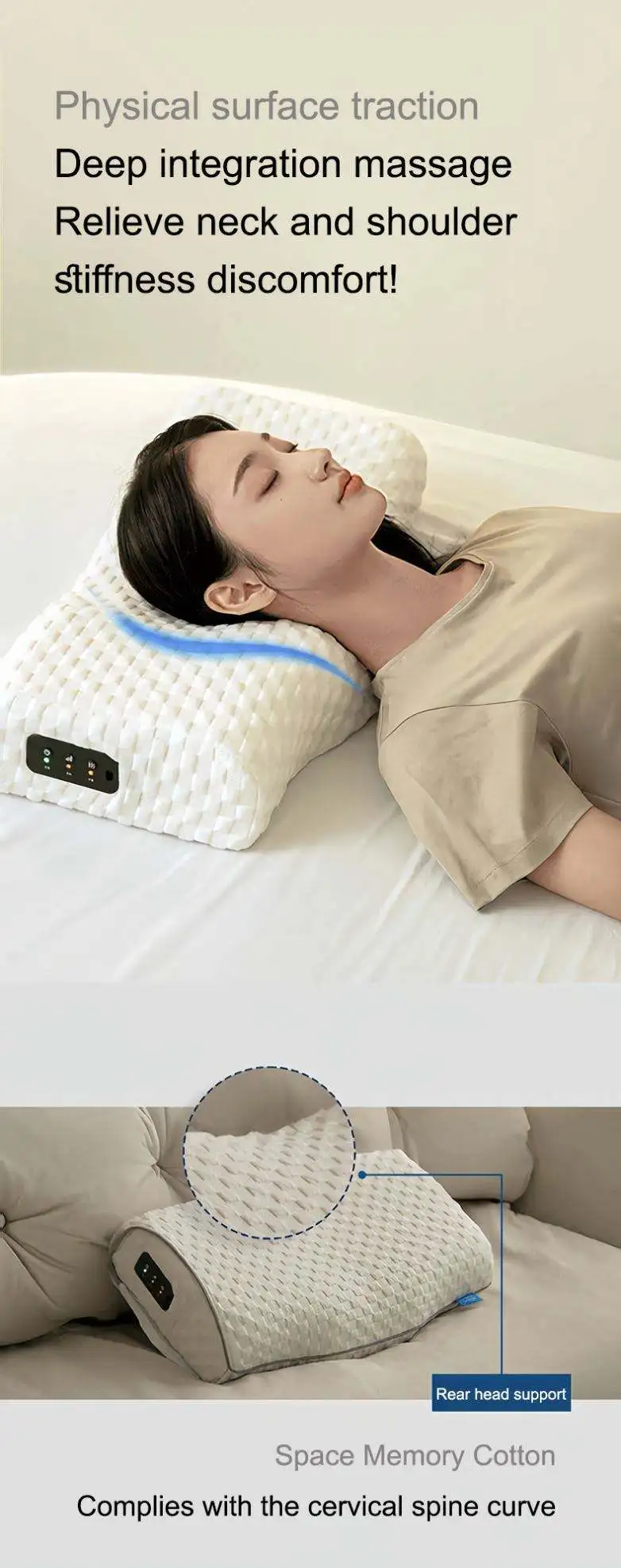وسادة تدليك عنق الرحم مريحة لدعم الرقبة من إسفنج الذاكرة للمكتب المنزلي والسفر #3
