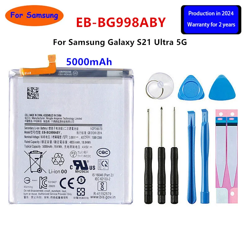 

Brand New EB-BG998ABY 5000mAh Replacement Battery for Samsung Galaxy S21 Ultra G998 5G Mobile Phone Batteries+Tools