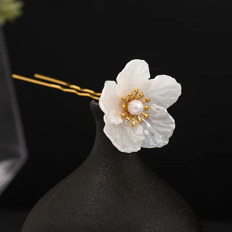 3pcs Hair Sticks Flower Hairpins Handmade White Flower Headpieces for Women Girls Bride Noiva Wedding Party Hair Accessories