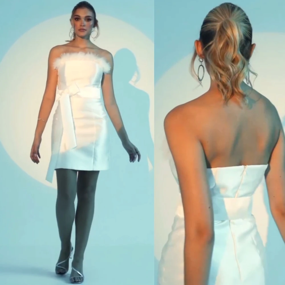 

Customized Satin Ruched A-line Strapless Knee Length Dresses Cocktail Dresses Sizes Available Intricate Matching Classic Sexy