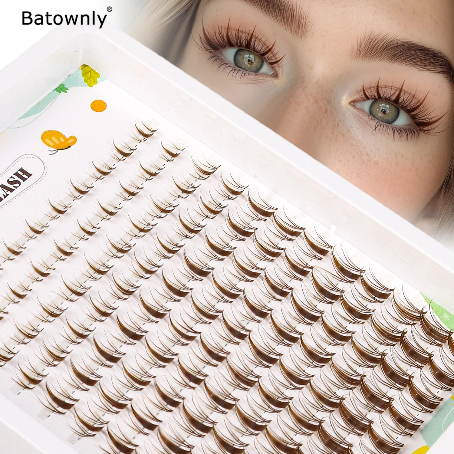 120 braune Wimpern-Büschel, Manga-Wimpernbüschel, spitz zulaufende D-Curl Fairy-Style Wimpernverlängerungen, 8-16mm Anime Einzelbüschel Wimpernverlängerungen, geeignet für DIY-Wimpern-Anfänger