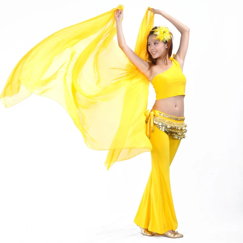 New Dancing Cheap Hot Popular Belly Dance Chiffon Big Veil Shawl Scarf Gold Trim For Women On Sale 250*120 CM On Sale