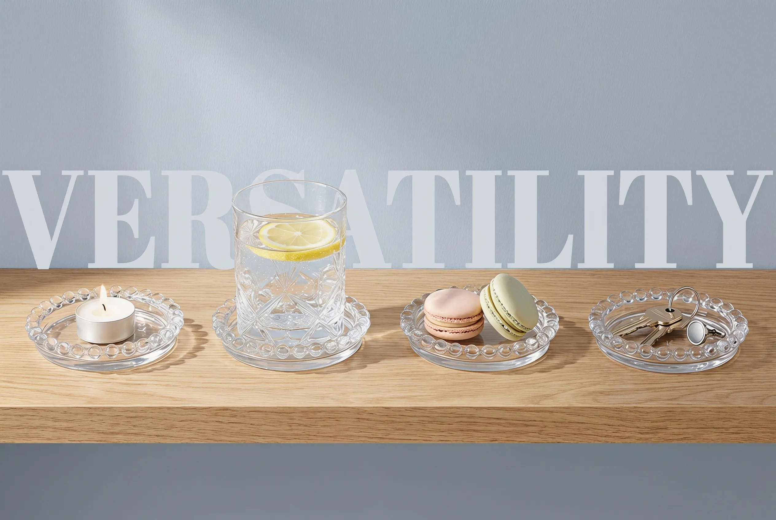 2Pcs Premium Glass Holder Tray Delicate Design for Living Room Restaurant Table Decor Festive Party Wedding Decoration