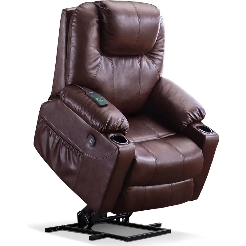 Electric Power Lift Recliner Chair Sofa with Massage and Heat for Elderly, 3 Positions, 2 Side Pockets, and Cup Holders, USB